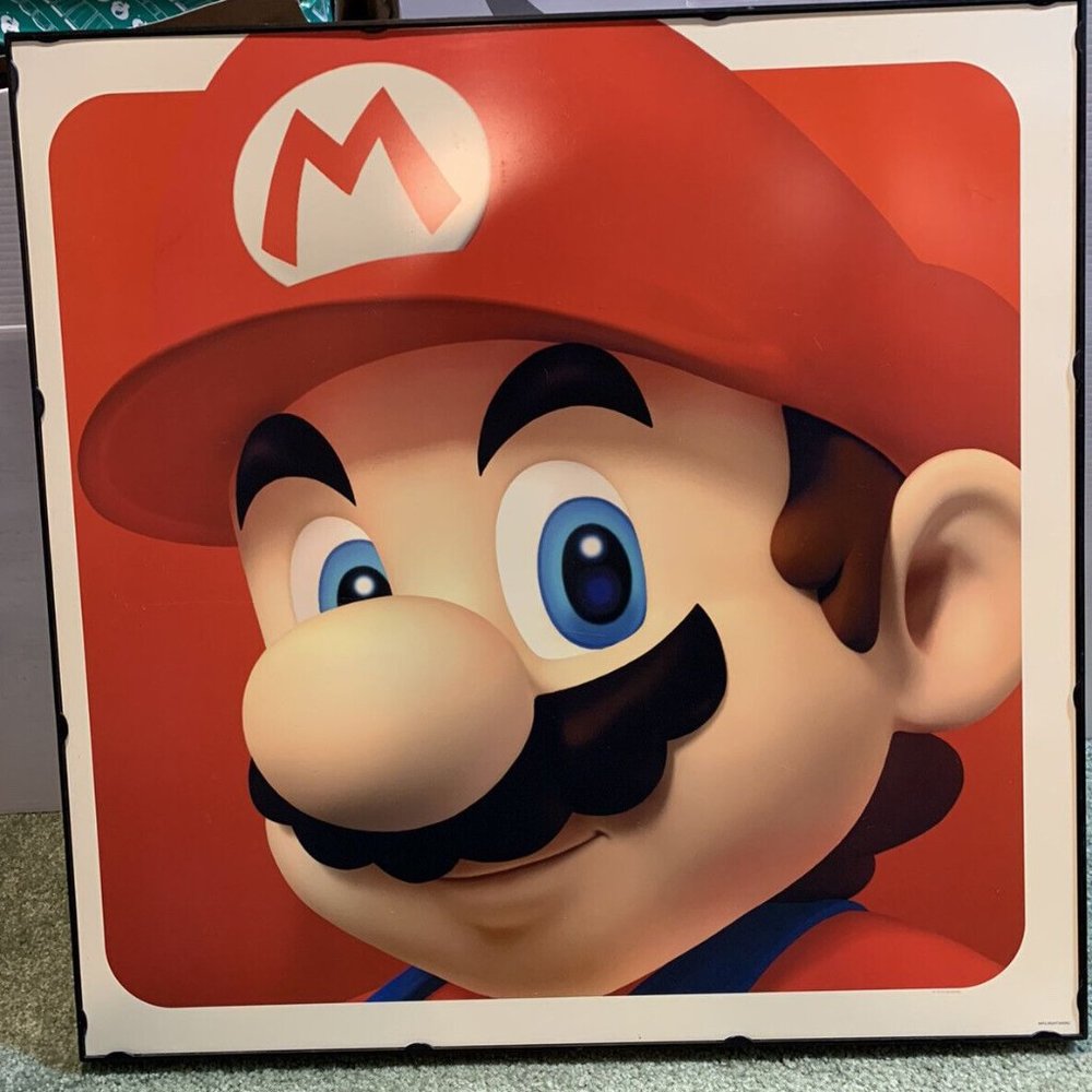 Nintendo 2015 Sign W/ MARIO 2’ Framed advertising sign 1” Plastic Store Display!